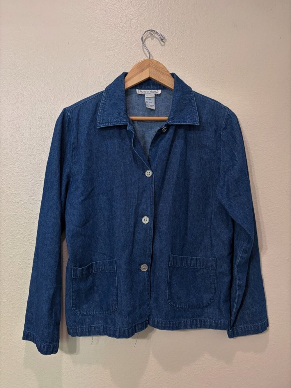 Women's Blue and Navy Button Up Blouse
